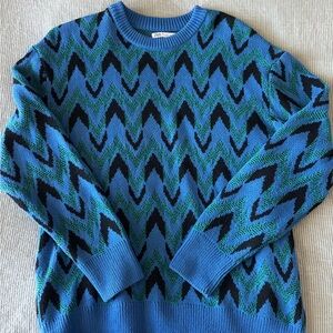 Zara Vibrant Blue and Green Chevron Sweater